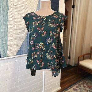 Sweet Rain Dark Green Open Layered Back Blouse
